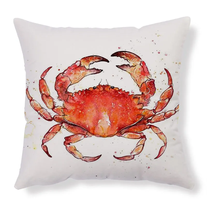 Cushion Covers Sea Turtle Printed Throw Pillow Cases For Home Decor Sofa Chair Seat - Red Crab