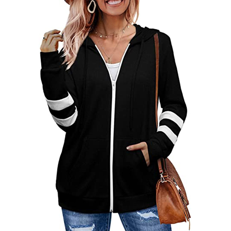 Women's Solid Color Cardigan Hoodie Zipper Sweater