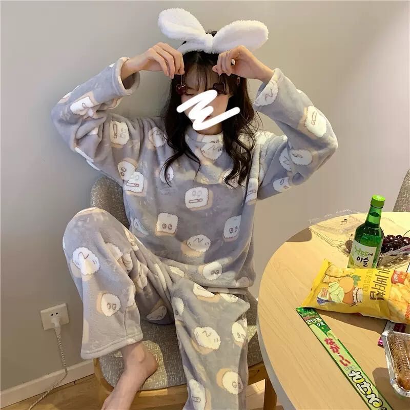 Title 13, Coral Fleece Pajamas Female Winter Thickened An...