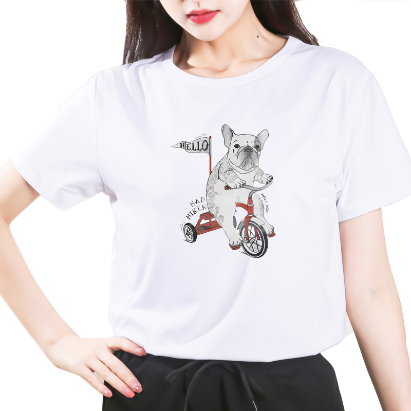 Title 10, French Bulldog Dog Print All-match T-shirt For ...