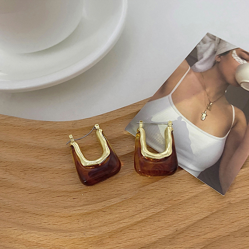 Marble Pattern Retro Hong Kong Style Japanese And Korean Net Red Earrings