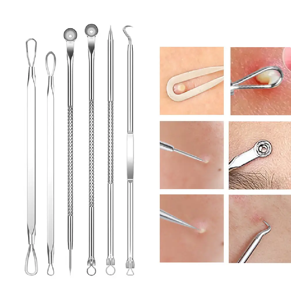 Pimple Pin 15-piece Set Cell Tweezer Acne Removing Blackhead Pincers
