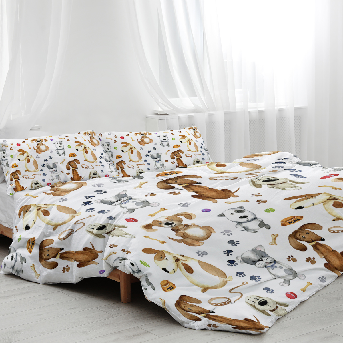 Kids' Duvet Cover Sets Animals Pastel Duvet Covers Cartoon Dogs Paws Pattern Bed Sets 3 Pieces 1 Duvet Cover And 2 Pillow Cases Cute Puppy Dogs Bedding For Kids — foto 14