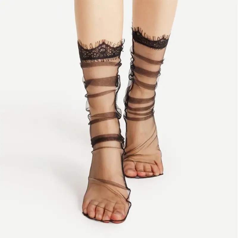 Spring And Summer Thin Gauze Pile Pile Socks