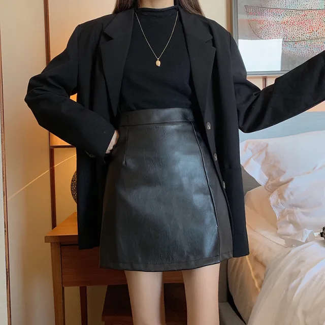 A line Slim Bag Hip Slit Short Skirt Women Black - Shop at LoveMi