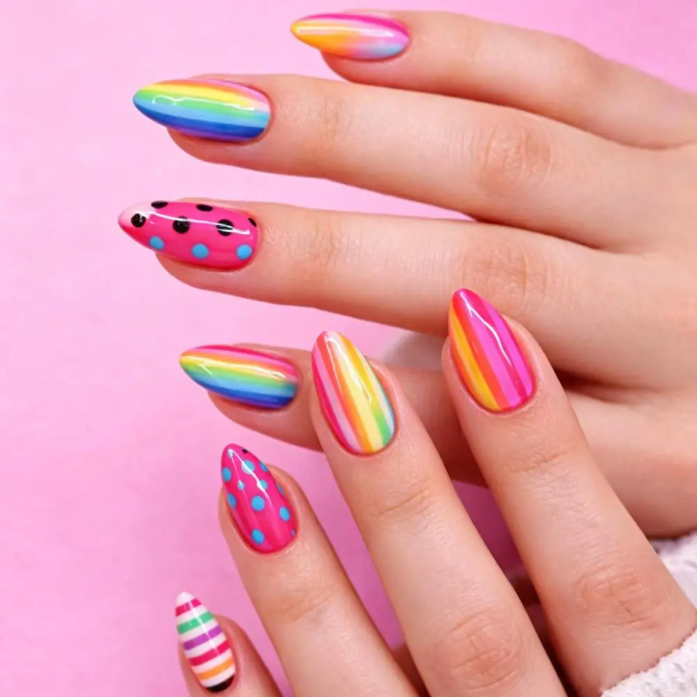 Of Short Almond-shaped Acrylic Nail Stickers