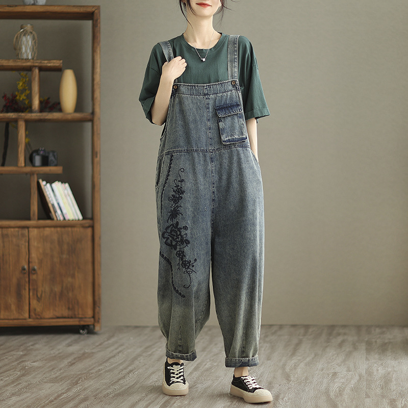 Women’s Summer Retro Nostalgic Ripped Denim Overalls