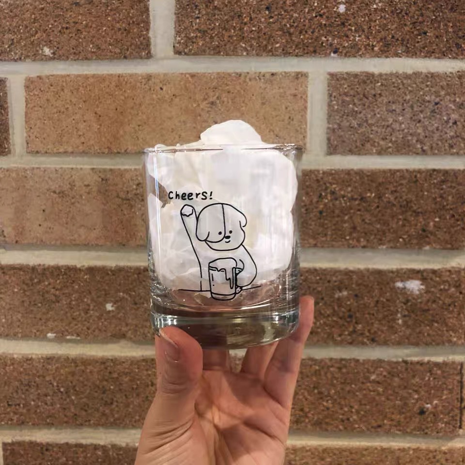 Cute Doodle Cartoon Milk Coffee Beer Glass Cup