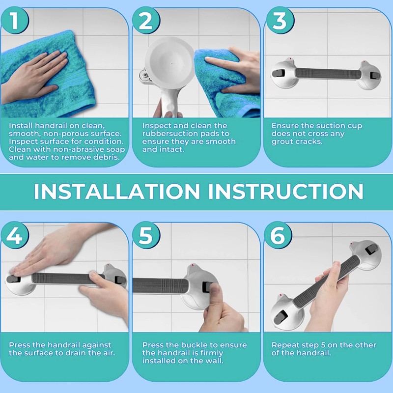 2X Suction Grab Rail Bar Safe Handle Handrail Disability Shower Safety Support G — image 4