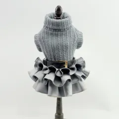 Skirt Sweater Autumn And Winter Pet Supplies Set - Grey - View 1