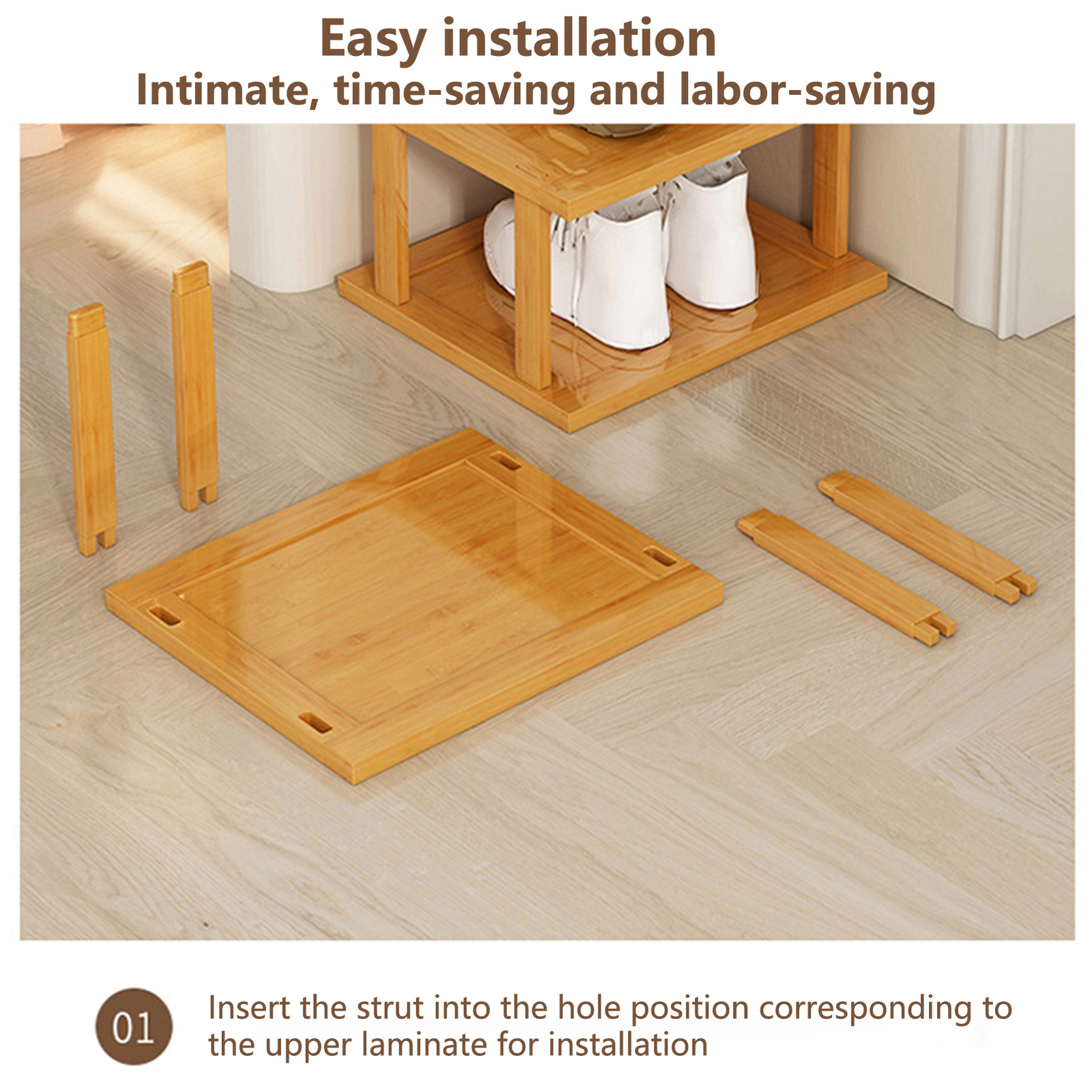 6-Tier Bamboo Shoe Rack - Vertical Space Saving Organizer Corner Shelf UK — image 6