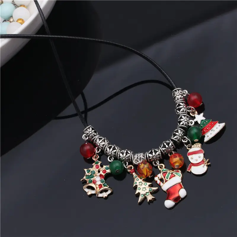 Christmas Charm Pendant Necklace with Festive Holiday Charms