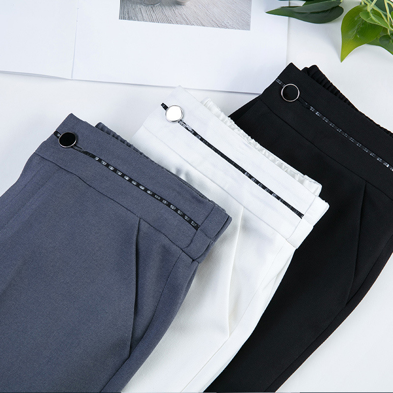 Commuter High-rise Gray Straight-leg Trousers