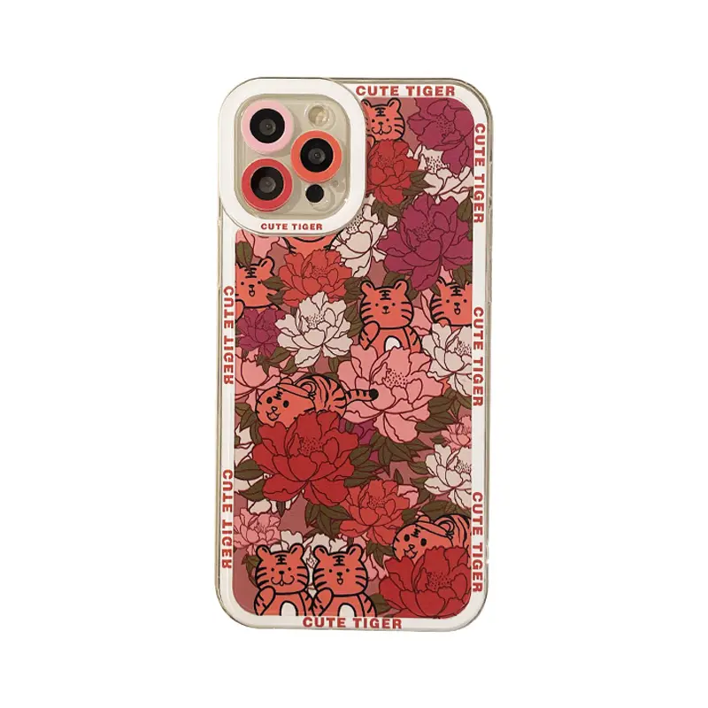Personalized Flower Tiger Silicone Phone Case Protective Cover