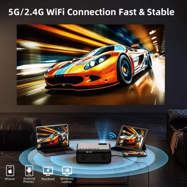 Projector With WiFi & Bluetooth, Upgraded 5G Portable Projector, Support 4K, Native 1080P, 12000 Lumens, Outdoor LED Movie Projector,Selling On The Amazon Temu 