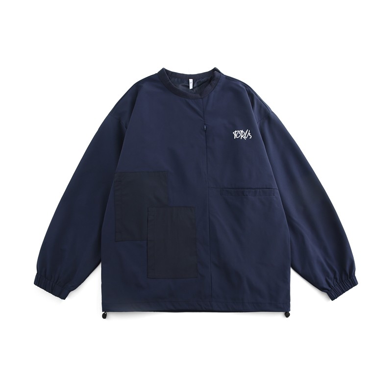 Japanese Patchwork Round Neck Pullover Sweater Coat