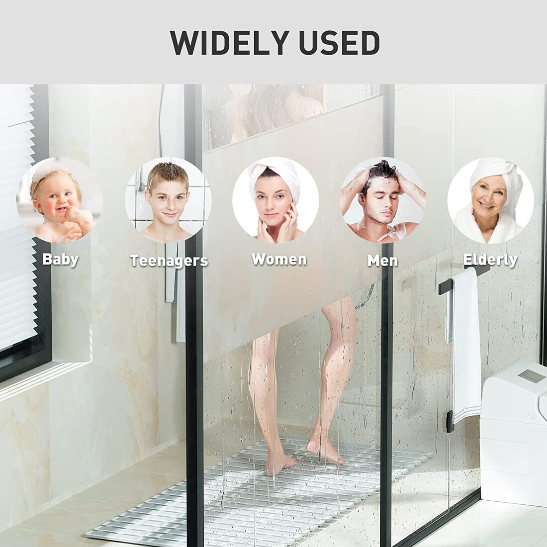 Non Slip Bath Mat Extra Large Shower Mat Bathtub Anti-Mold Rubber Strong Suction