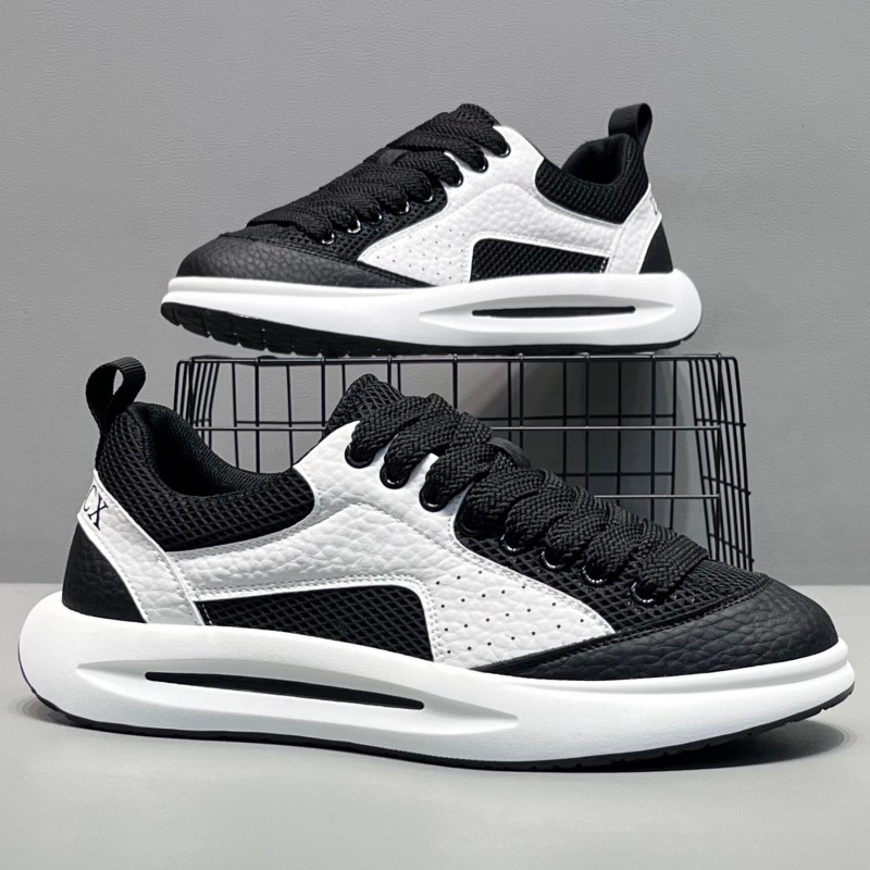 2026 New Summer Men's Mesh Breathable Skate Shoes, Thick Sole Trendy Casual Sports Mesh Sneakers For Young Men & Travel