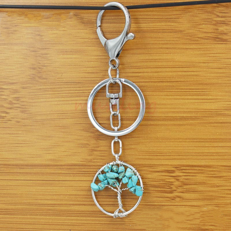 Colorful Round Square Tree Of Life Keychain