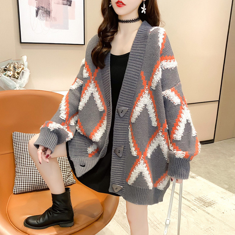 Spring And Autumn Knitted Cardigan Jacket Loose Autumn And Winter Outer Wear