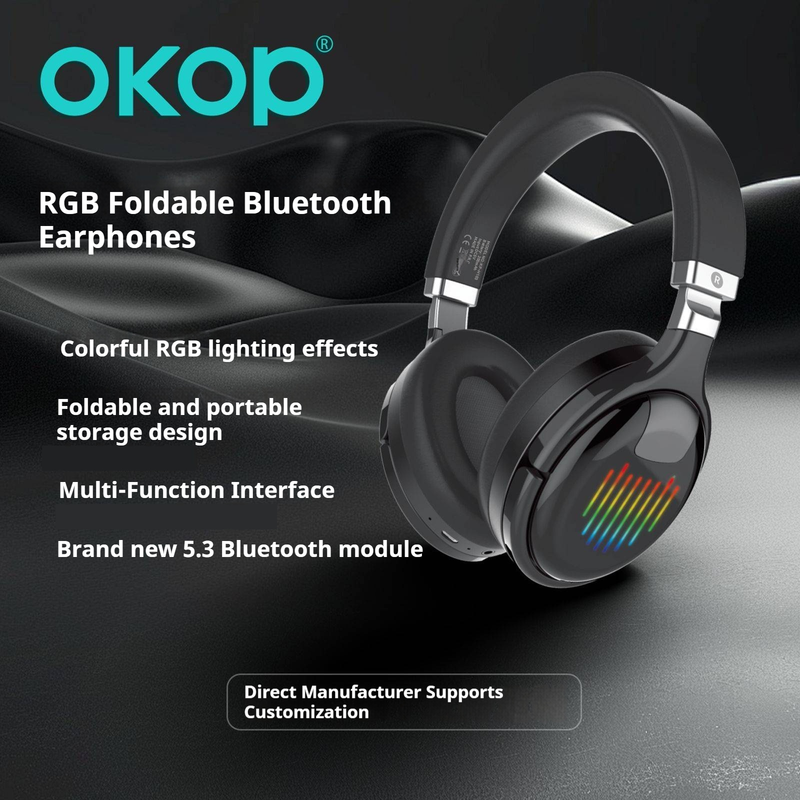 KP-H103 Best Selling In Stock Over Ear Bluetooth Headphones Foldable RGB Ambient Lighting Active Noise Cancellation Dynamic Drivers A Viral Hit 2