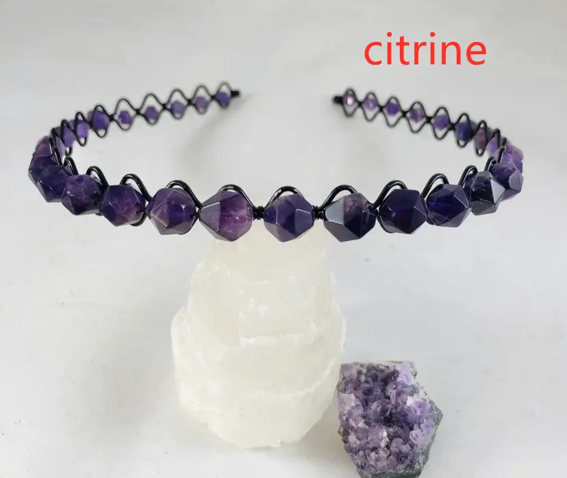 Natural Amethyst Handmade DIY Black Headband