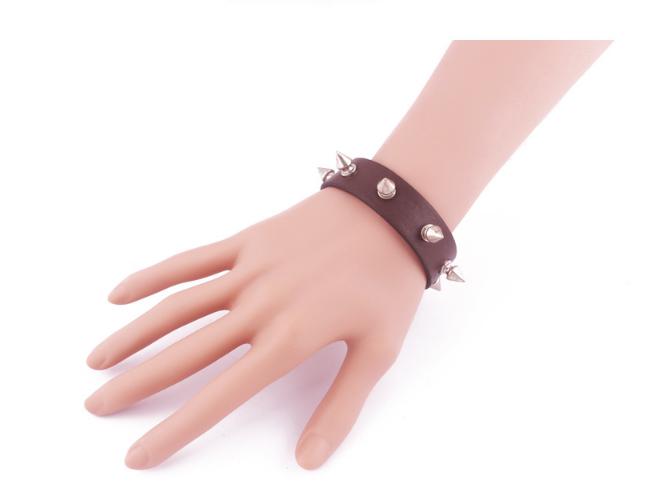 Punk Rivet Leather Bracelet With Spiked