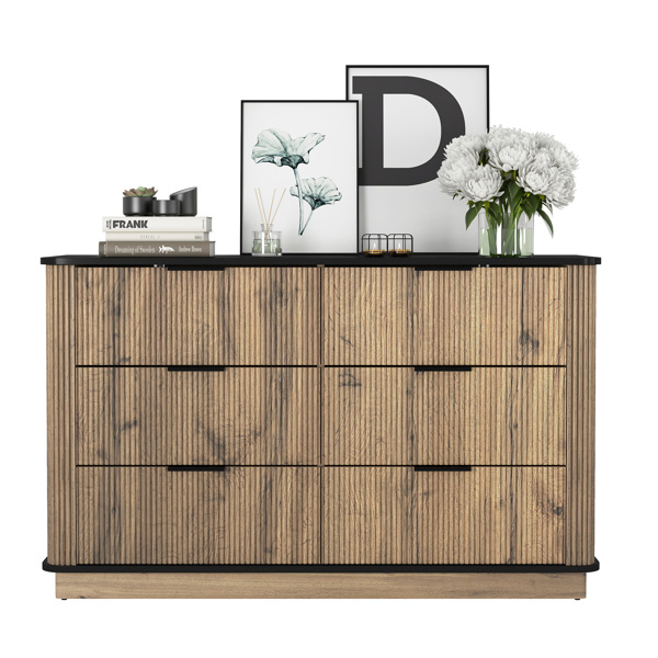Modern Multi-functional Six-drawer MDF Cabinet,The perfect combination of rounded corners and multifunctional design, with Product Dimensions of 47.2*15.7*29.6 Inches. -33
