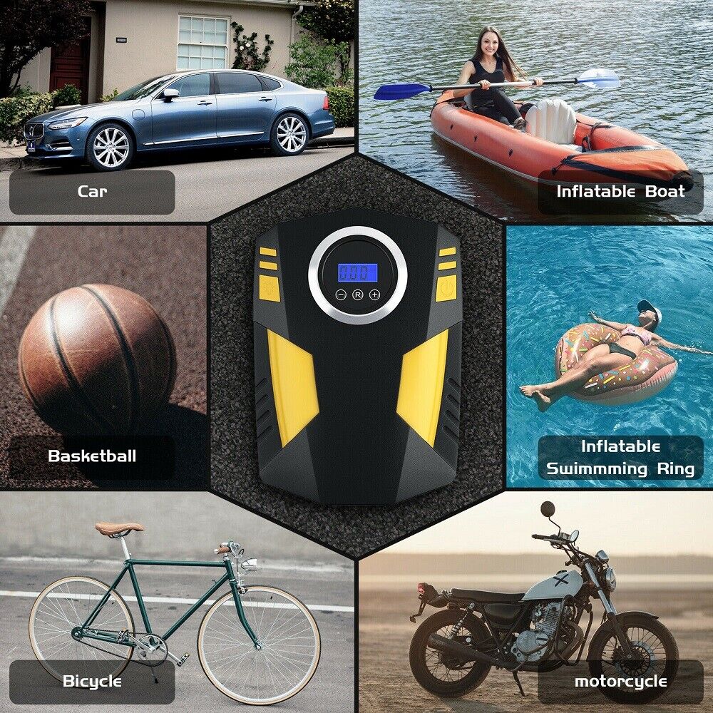 Digital Display Car Tire Inflator Portable, 12V DC Air Compressor W&LED Light — foto 11