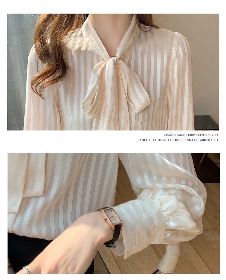 Western Style Wild Straight Slim Striped Shirt Women