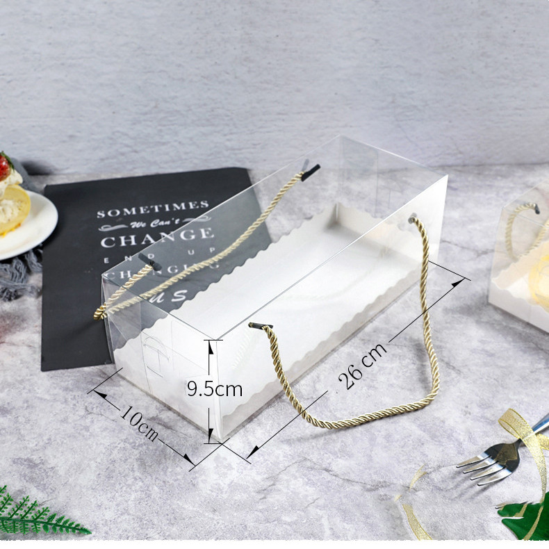 Title 5, Transparent Portable Cake Roll Packaging Box