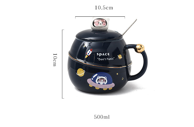 Creative Sky Bunny Potbelly Mug Cute Spoon With Lid