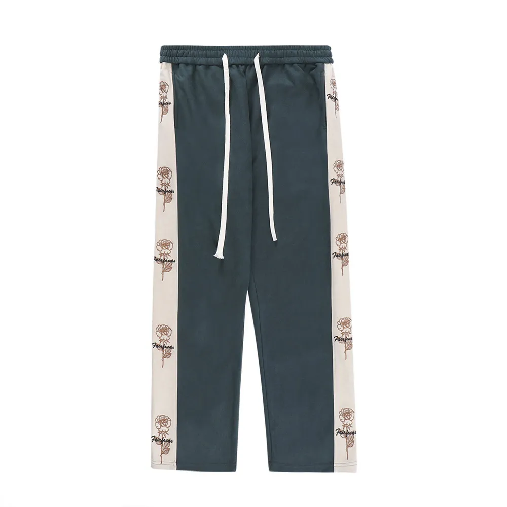 Loose Drawstring Straight Cropped Mopping Pants - Green