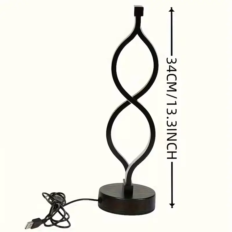 2Pcs Modern Wave-Shaped USB Desk Lamp With 3-Color Dimmable Lighting For Bedroom