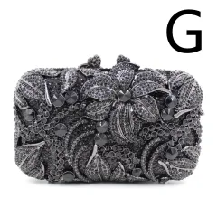 Women's Flower Colour Rhinestone Hollow Clutch - G - View 1