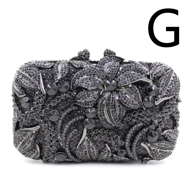 Women's Flower Color Rhinestone Hollow Clutch G - Shop at LoveMi