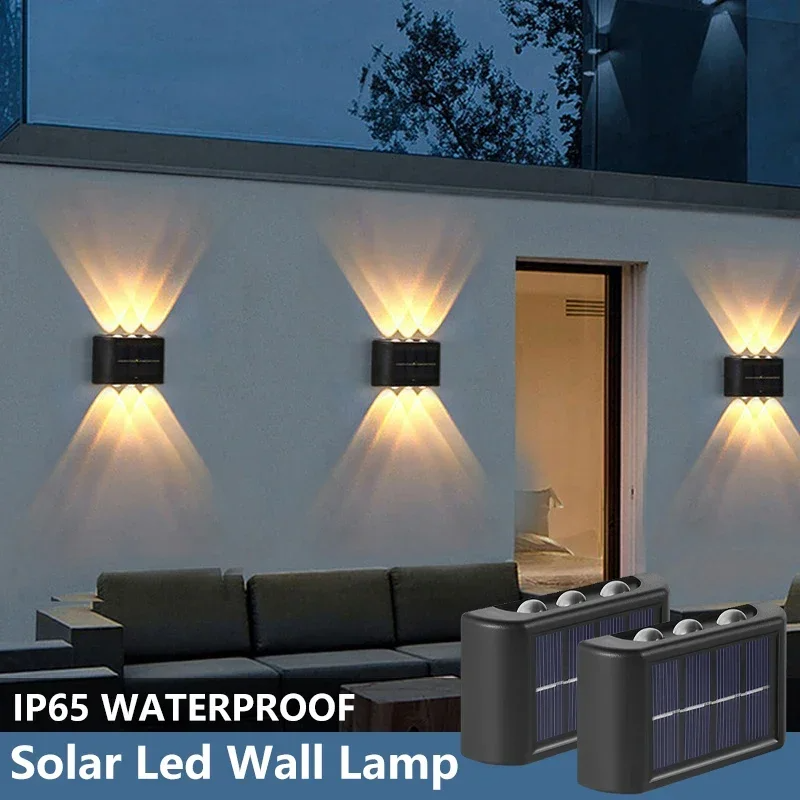 4PCS Solar Wall Lamp Outdoor Waterproof Powered Light UP And Down Illuminate — image 3