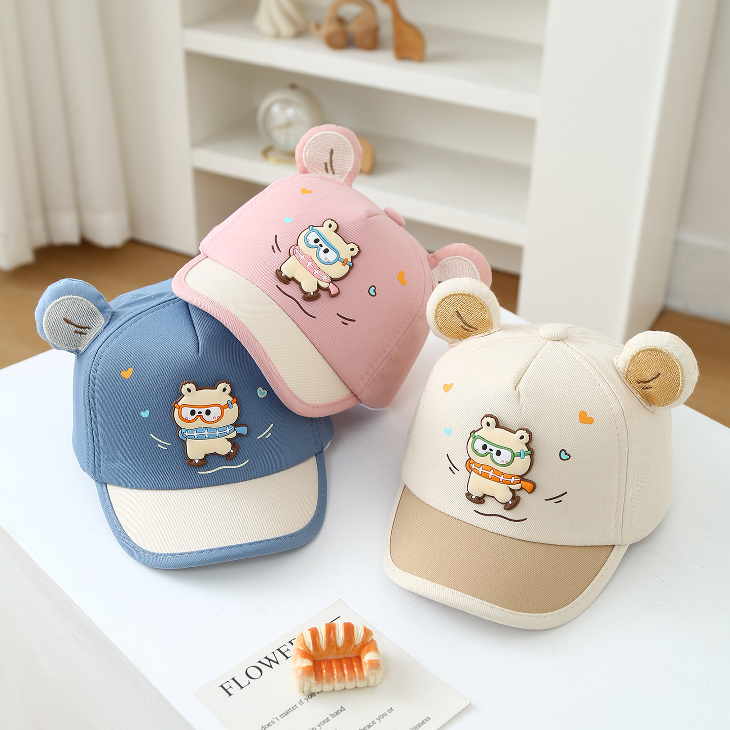 Summer Boys And Girls Cartoon Snowman 3D Ear Style Baseball Cap For 3-18 Month Old Children, Perfect For Daily Outings