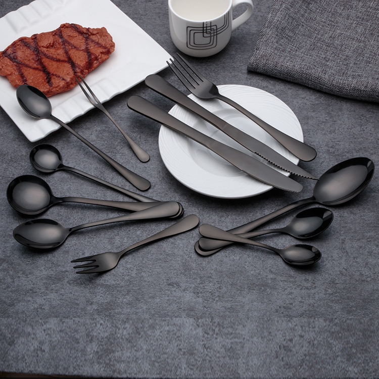 Title 3, Black Stainless Steel Western Cutlery Spoon Set