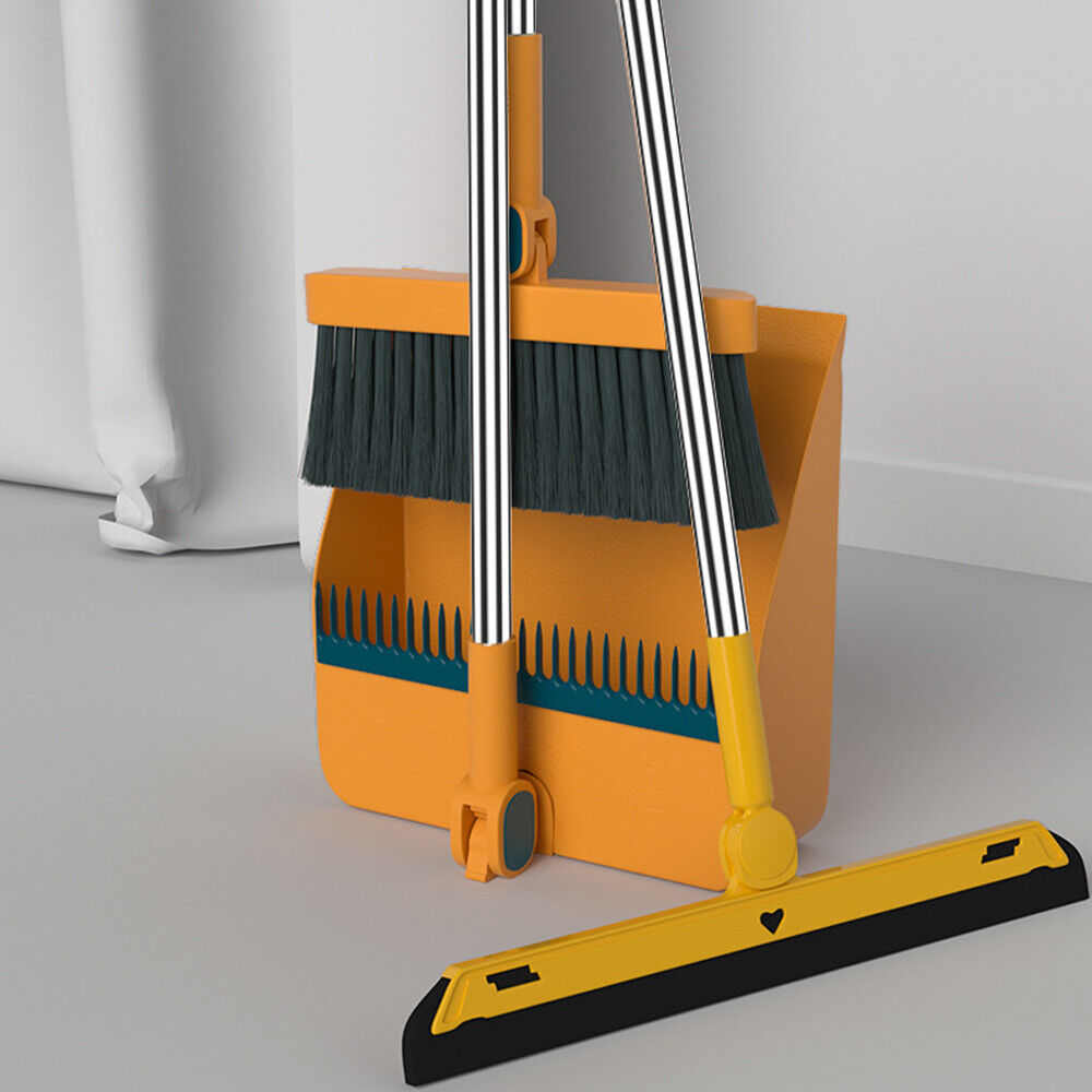 Long handled dustpan and brush set strong metal handle dust