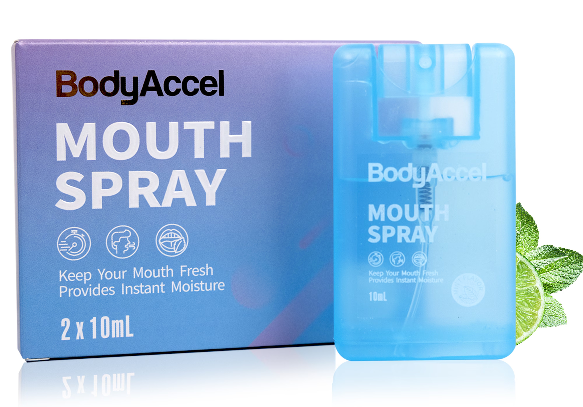 BodyAccel Mouth Spray Non-Aerosol Sucrose-Free Bad Breath Refresher Spray