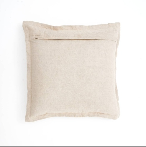 Linen Printed Cushion With Fringes Brown_voghion.com