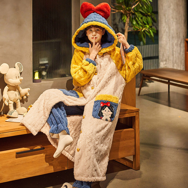 Winter Plus Velvet Thick Flannel Pajamas Suit