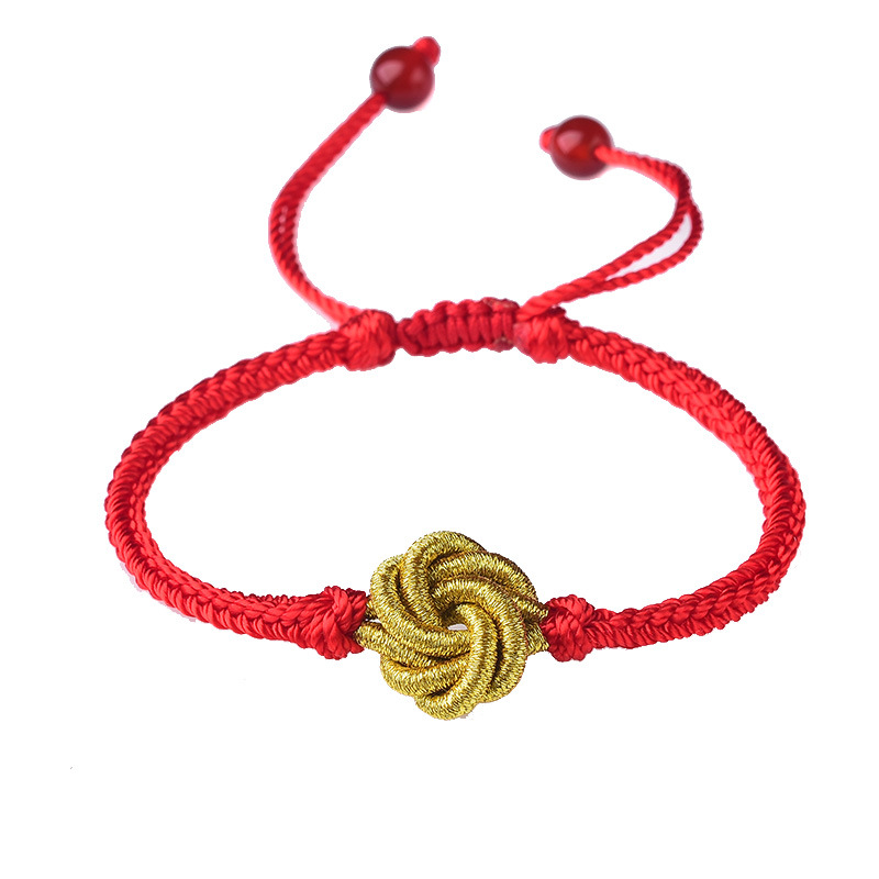 Hand Knitted Cranberry Flower Bracelet