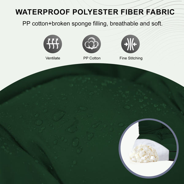 Outdoor Swing Cushions 55 Inch,Waterproof 4in Thick Porch Swing Cushion Replacement With Backrest And Ties,Comfortable 2-3 Seat Pation Swing Pad For Backyard,Garden,Lawn,Outdoor Furniture Dark Green — foto 2