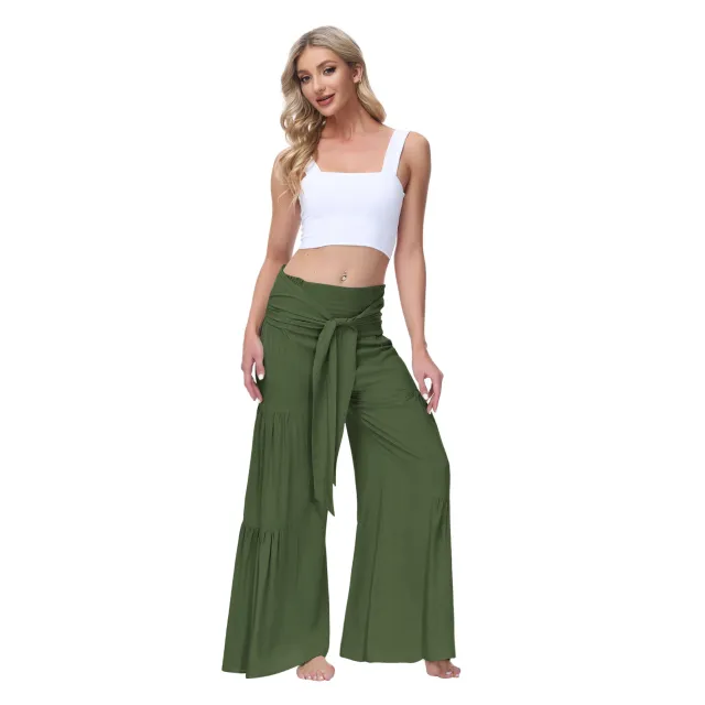 European And American Women's Fashionable Temperament Bandage Pants Army Green - Shop at LoveMi