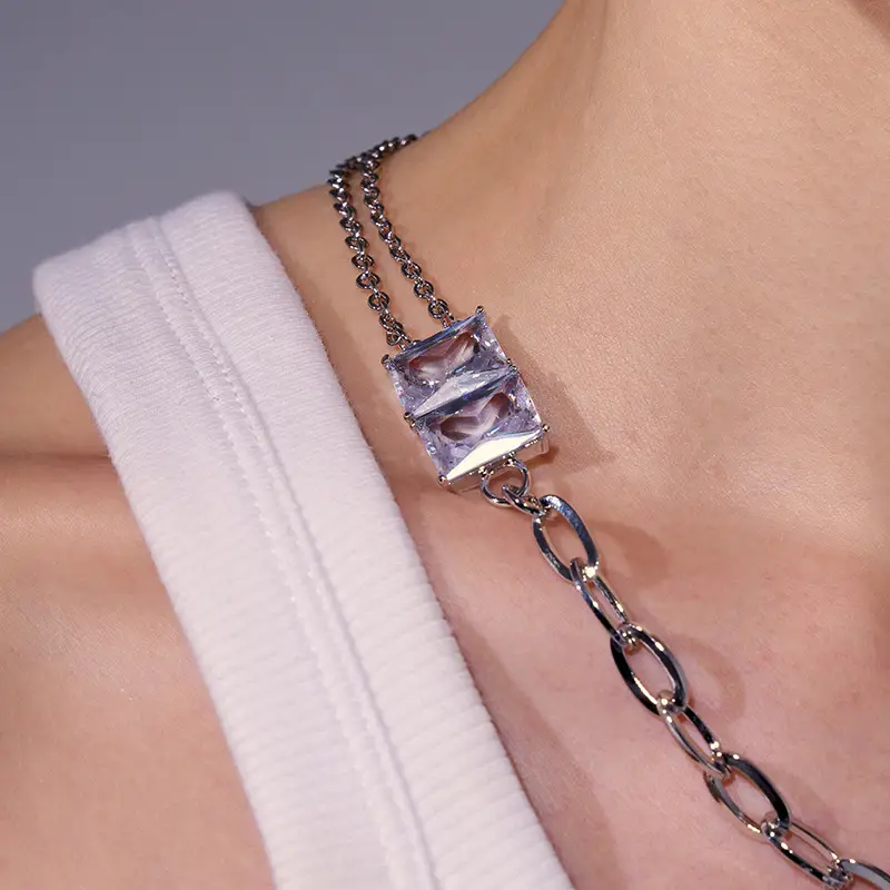 European And American High-end Zircon Platinum Love Heart Pendant