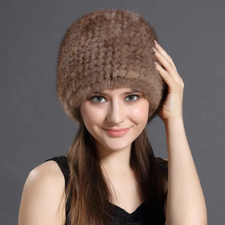 Mink Fur Hat Keeps Warm In Autumn And Winter Ladies - Camel