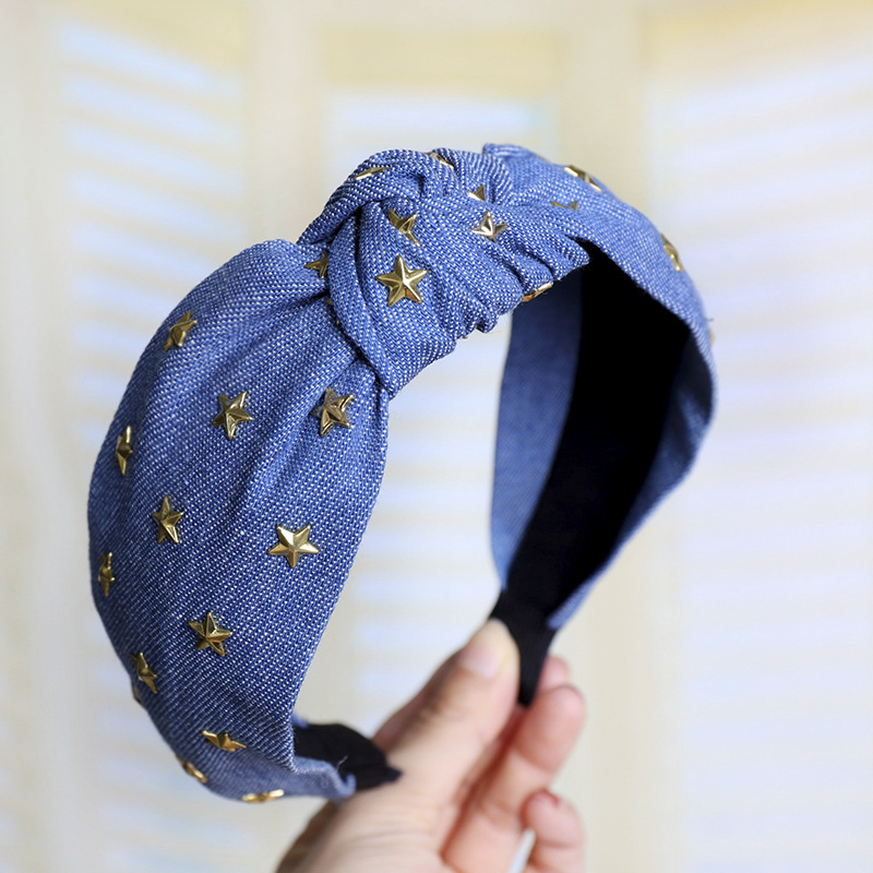 Title 5, Denim art hot diamond star knotted headband