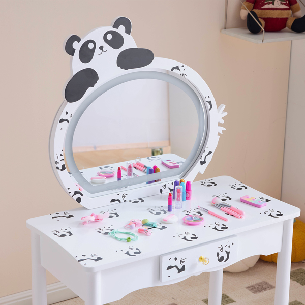 Black And White Panda MDF Painted Finish, Solid Wood Legs, 1-drawer Children's... 5
